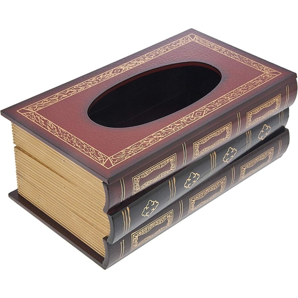 Philip Whitney Elegant Antique Book Bathroom Facial Tissue Holder Dispenser